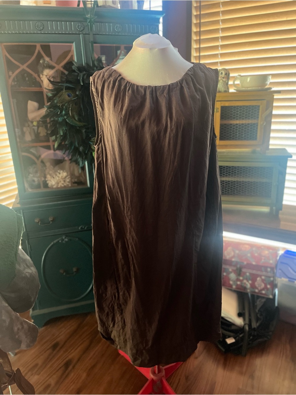 Flax Design Women’s Large Sleeveless Brown Shift Dress
